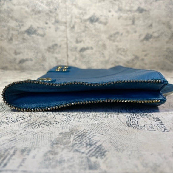 Linea Pelle Double Zipper Clutch with studs and decorative zipper around - Picture 2 of 12